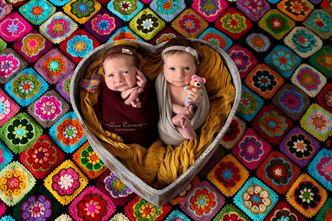Studio Twin Newborn Session Chicago Photographer Alina Renert - Winny & MJ