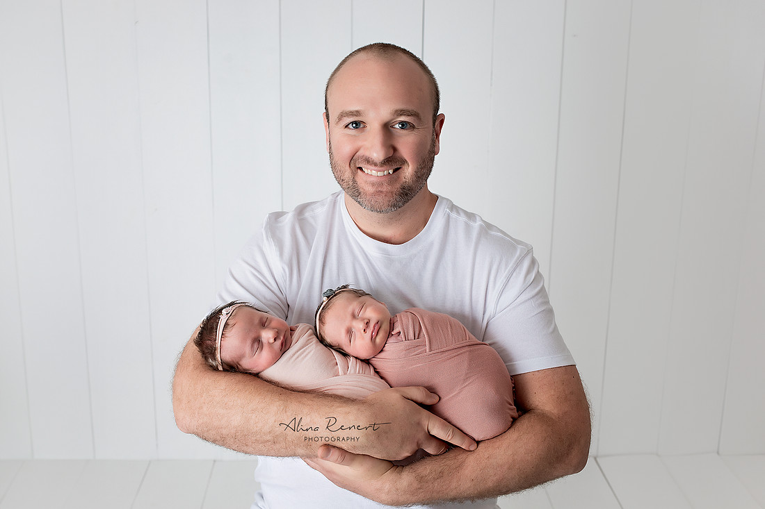 Studio Twin Newborn Session Chicago Photographer Alina Renert - Winny & MJ
