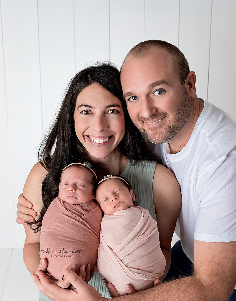 Studio Twin Newborn Session Chicago Photographer Alina Renert - Winny & MJ